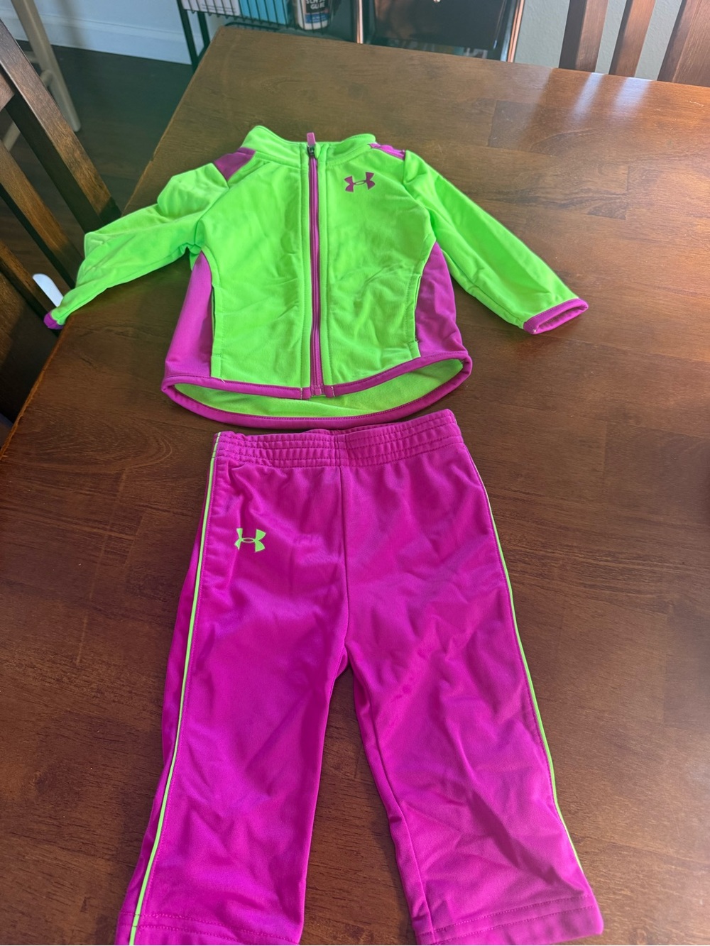 Under Armour Neon Green and Hot Pink Sweatsuit.